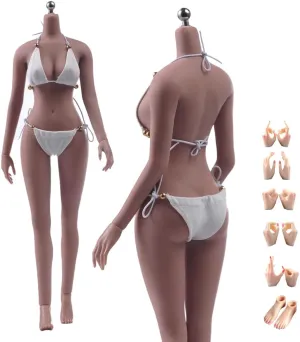1/6 Scale Female Body,12inch Super Flexible Plump Body Type Female Figure with Detachable Feet Hand Shapes Seamless Miniature Action Figure Collectible (240101B Copper Suntan)