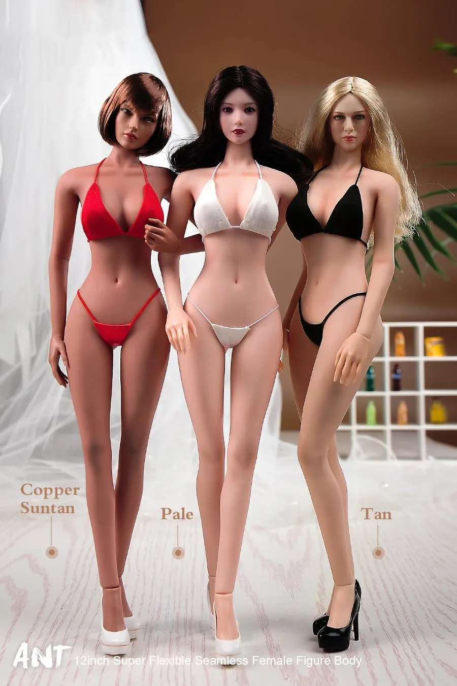 1/6 Scale Female Body,12inch Super Flexible Plump Body Type Female Figure with Detachable Feet Hand Shapes Seamless Miniature Action Figure Collectible (240101B Copper Suntan)