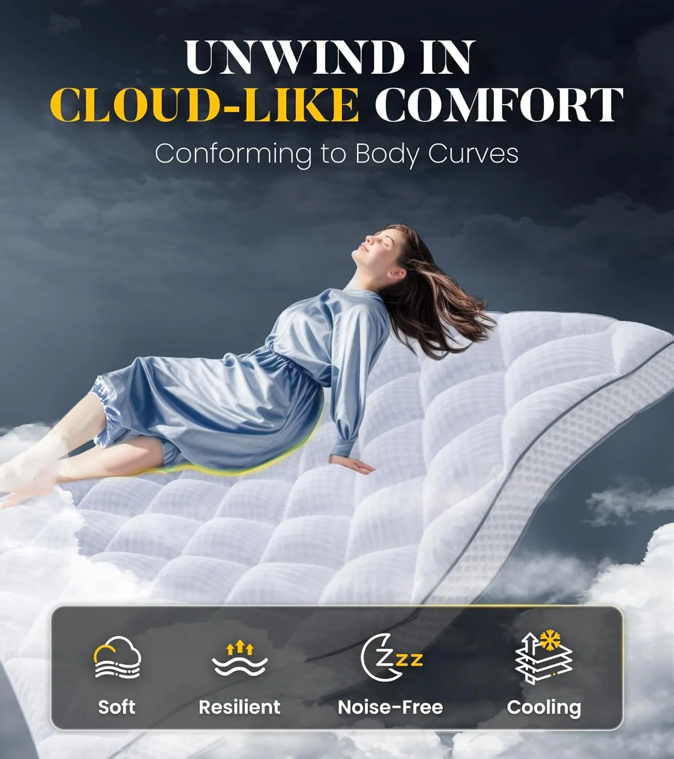 3 Inch Ultra-Fluffy Memory Foam Mattress Topper Twin for Back Pain, Extra Soft Pillow Top Twin Mattress Topper with 4X Support, Mattress Pad with Breathable Air Mesh Sides, 6-21'' Deep Pocket