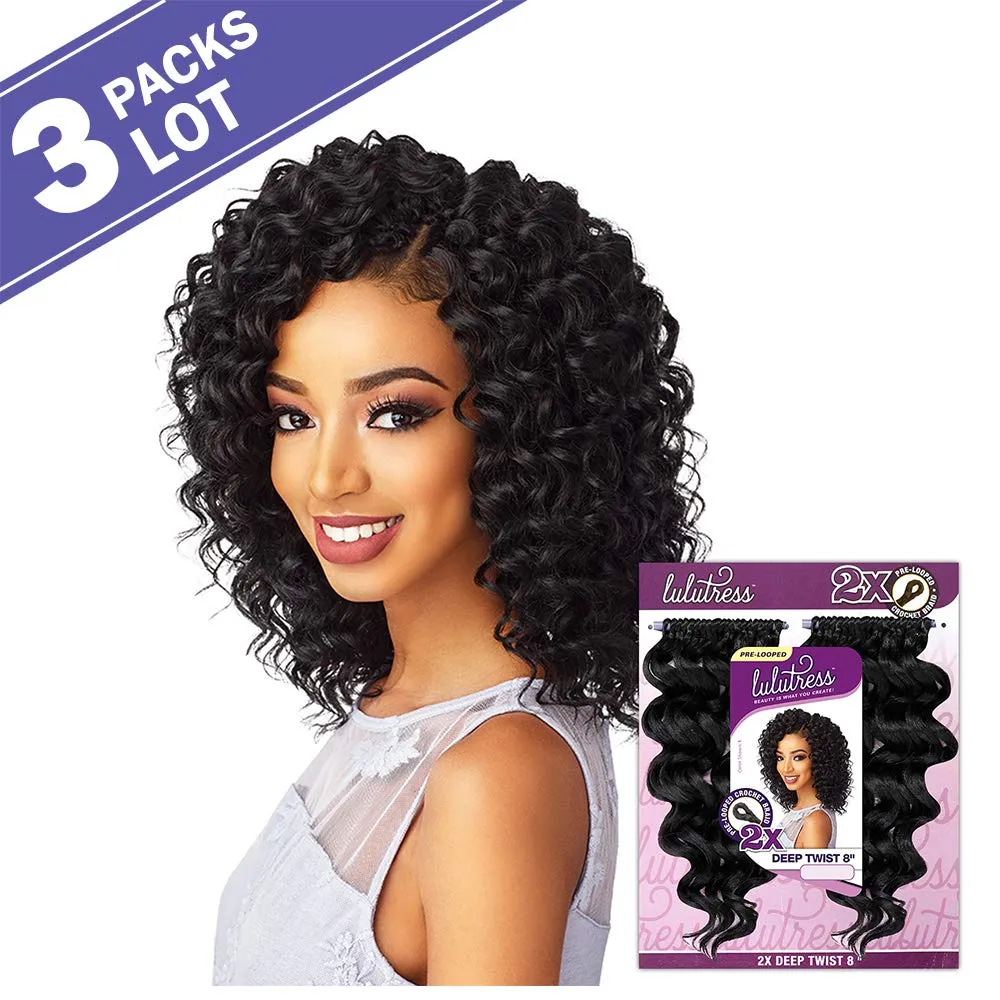 3 PACKS/LOT Sensationnel Synthetic Hair Crochet Braids Lulutress 2X Deep Twist 8" (99J)