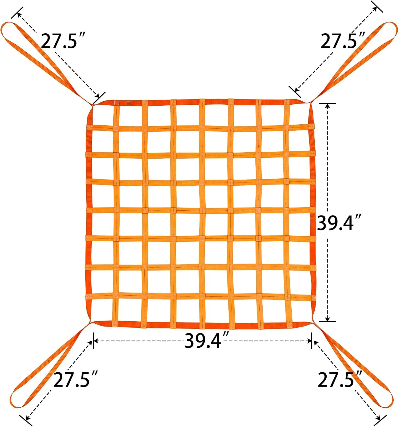 3.28' x 3.28' Cargo Lifting Nets - Flat Polyester Sling Hoisting Net - Max. Load Capacity: 661lbs.