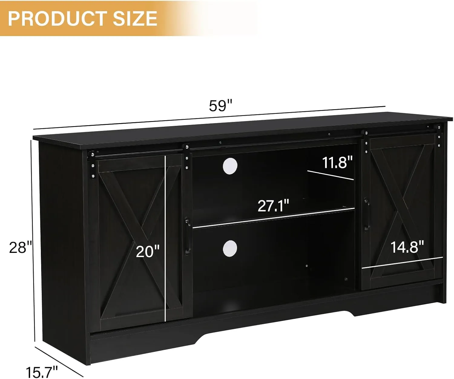 4 EVER WINNER Buffet Cabinet with Storage, 59" Large Kitchen Storage Cabinet with Sliding Barn Doors, Farmhouse Coffee Bar Cabinet Cupboard for Kitchen, Dining Room, Espresso