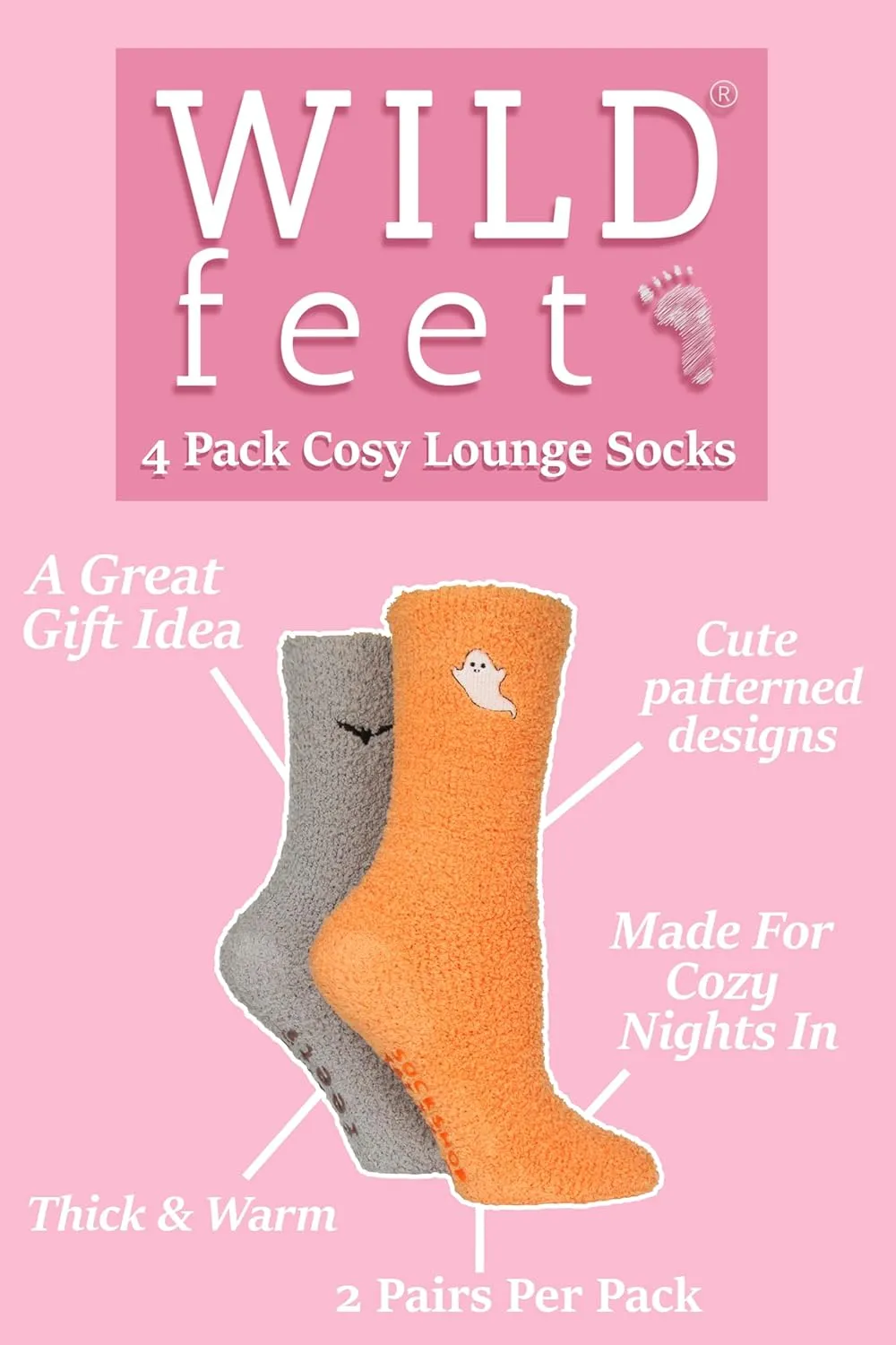 4 Pack Womens Cosy Bed Socks Fleece Warm Lounge Socks with Grippers