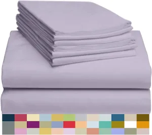 800-Thread-Count 100% Cotton Sheet Pure Lavender Full-Sheets Set, 4-Piece Long-Staple Cotton Best-Bedding Sheets for Bed, Soft & Silky Sateen Weave Fits Mattress Upto 12'' Deep Pocket