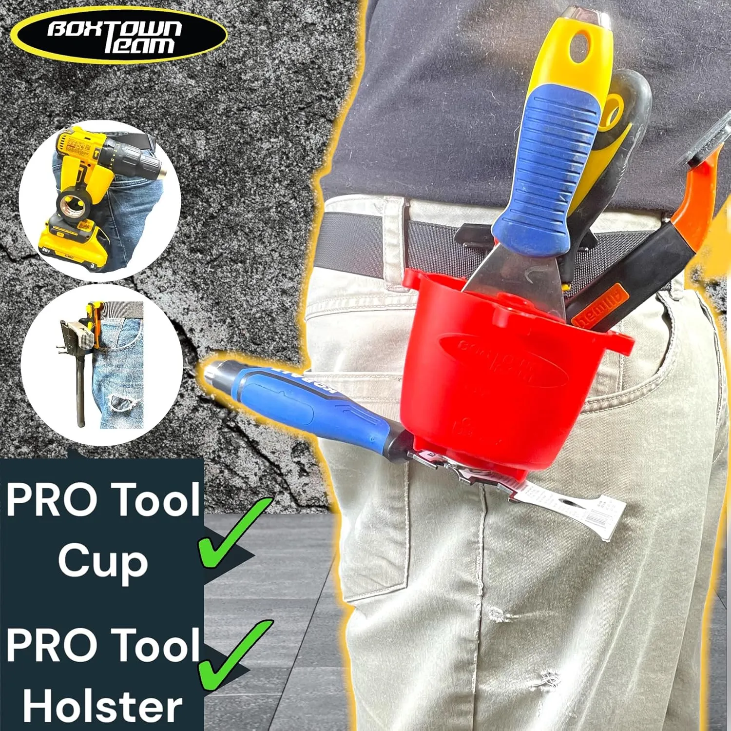 All-N-One PRO Tool Holster and Tool Organizer | Drill Gun Holster | Hammer Holster | Nail Gun Holster | Sqeed Square Holster | Hammer Loop