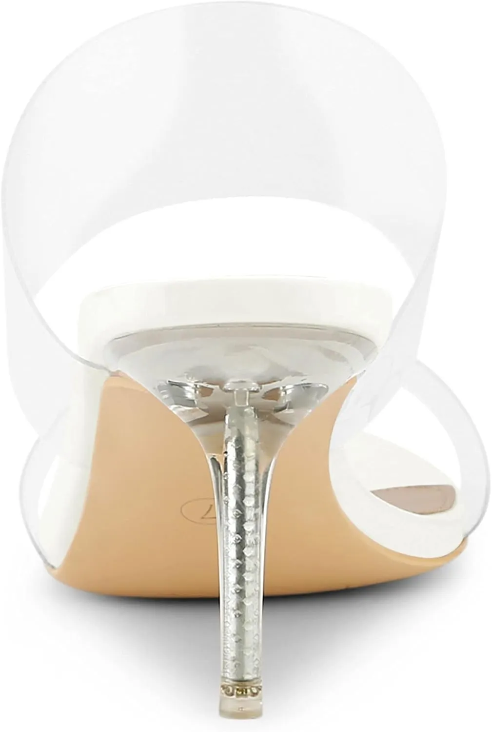 Allegra K Women's Clear Slide Stiletto Heel Clear Sandals