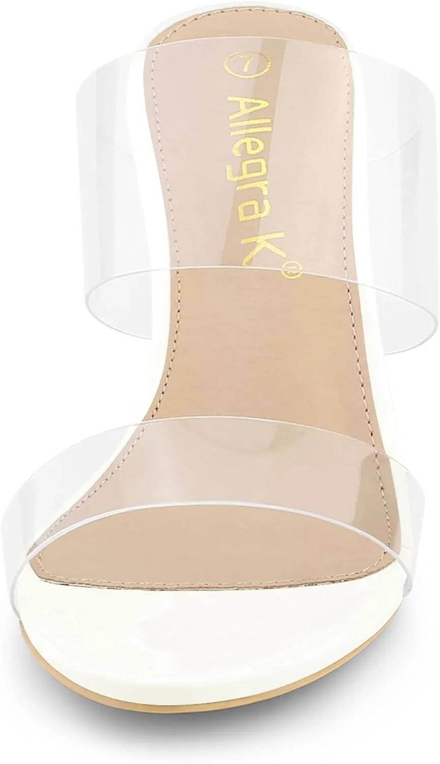 Allegra K Women's Clear Slide Stiletto Heel Clear Sandals