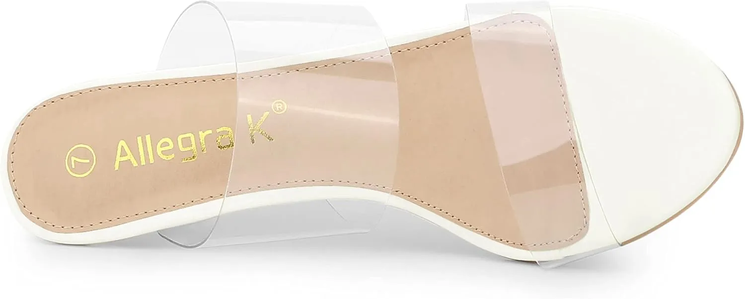 Allegra K Women's Clear Slide Stiletto Heel Clear Sandals