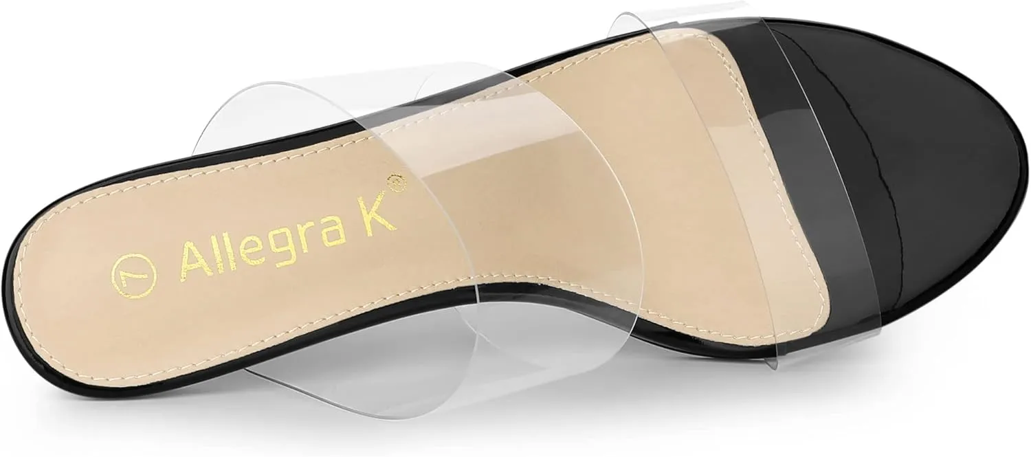 Allegra K Women's Clear Slide Stiletto Heel Clear Sandals