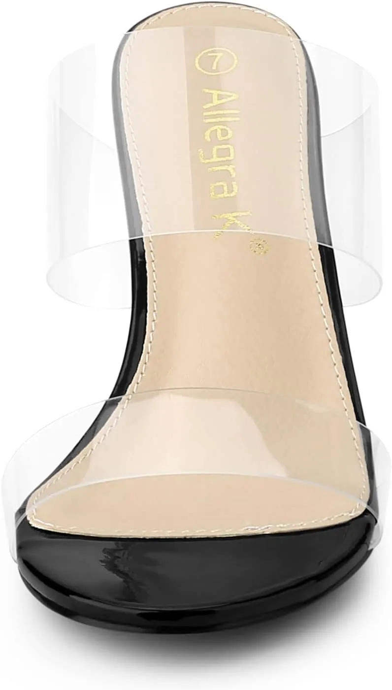 Allegra K Women's Clear Slide Stiletto Heel Clear Sandals