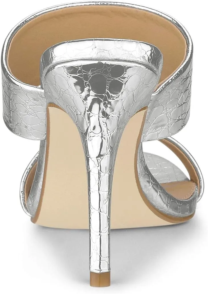 Allegra K Women's Open Toe Stiletto Heel Slide Sandals
