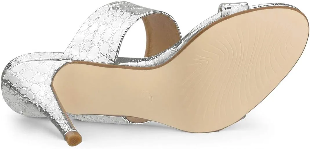Allegra K Women's Open Toe Stiletto Heel Slide Sandals