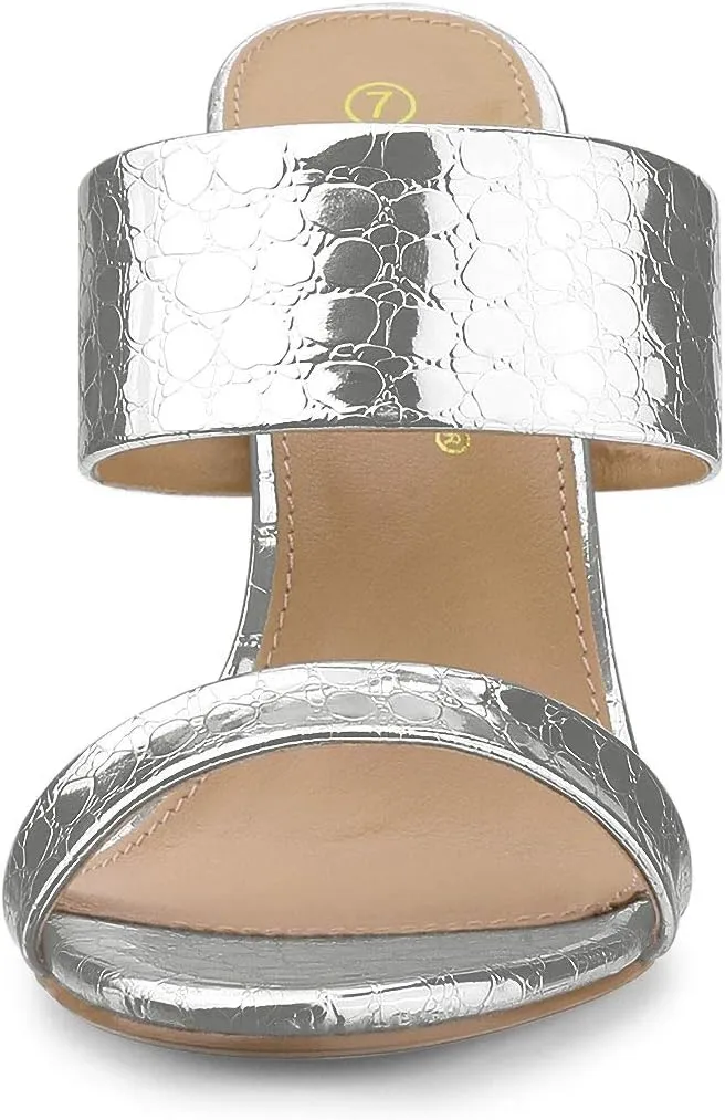 Allegra K Women's Open Toe Stiletto Heel Slide Sandals