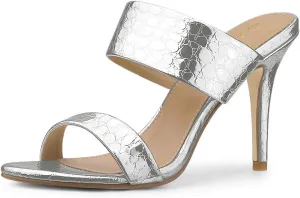 Allegra K Women's Open Toe Stiletto Heel Slide Sandals