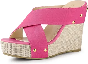 Allegra K Women's Platform Slide Wedge Sandals