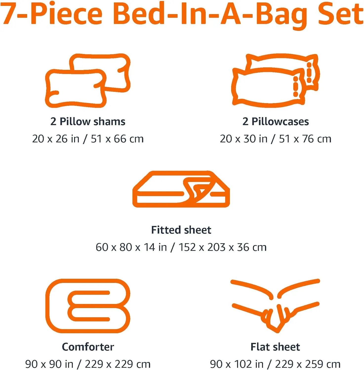 Amazon Basics 7 Piece Microfiber Kid's Bed-in-a-Bag Bedding Set, Full/Queen, Blue, Soft Solid