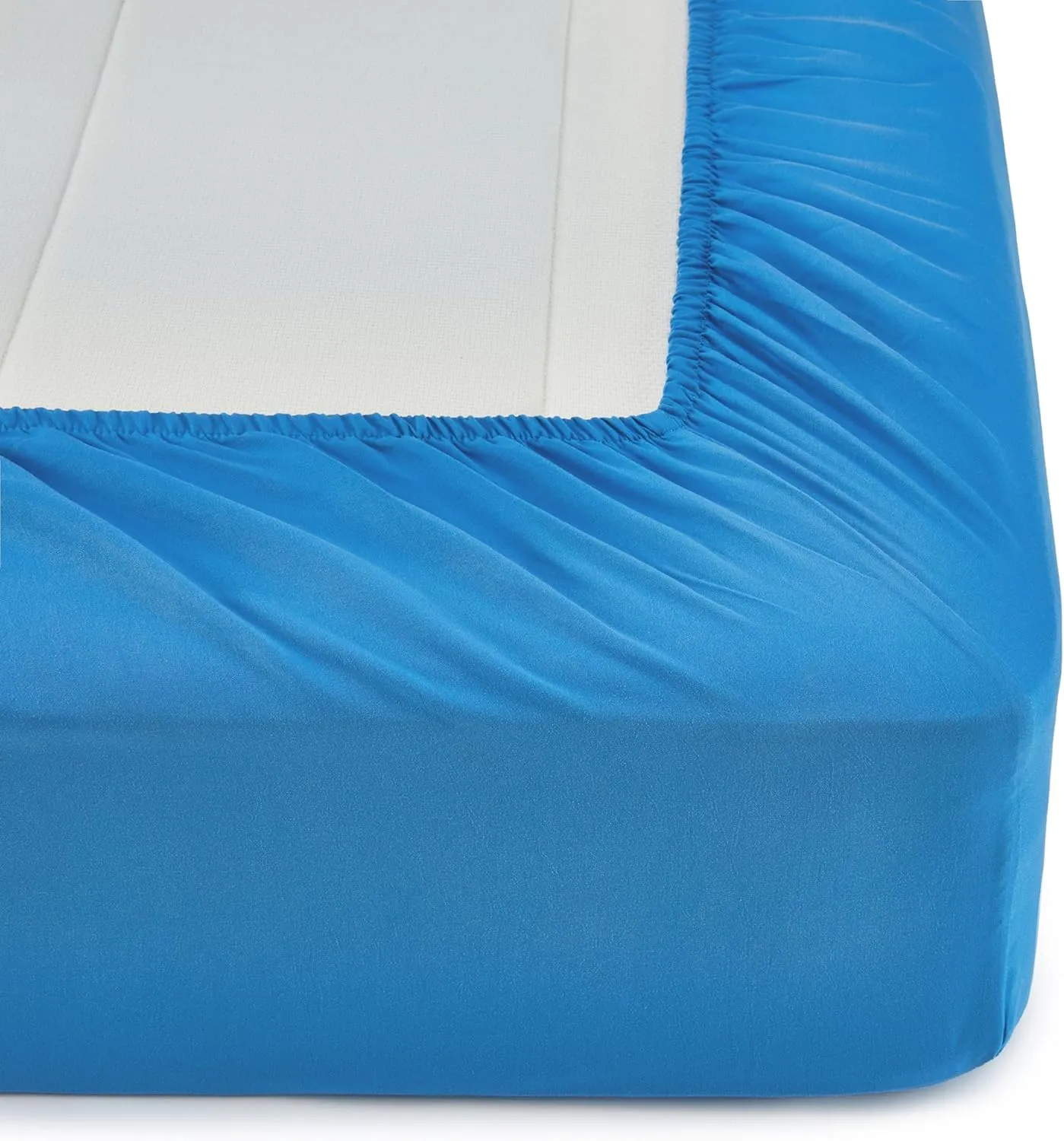 Amazon Basics 7 Piece Microfiber Kid's Bed-in-a-Bag Bedding Set, Full/Queen, Blue, Soft Solid