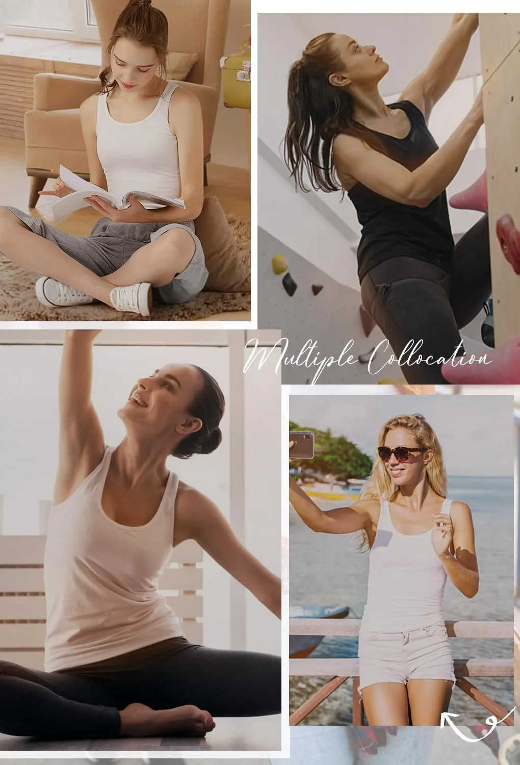 AMVELOP Basic Tank Top for Women Undershirts Sleeveless Layering Tank Top 2-4 Pack