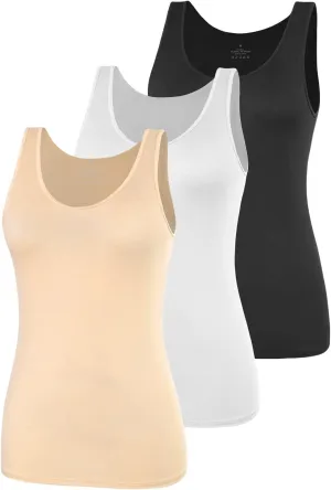 AMVELOP Basic Tank Top for Women Undershirts Sleeveless Layering Tank Top 2-4 Pack