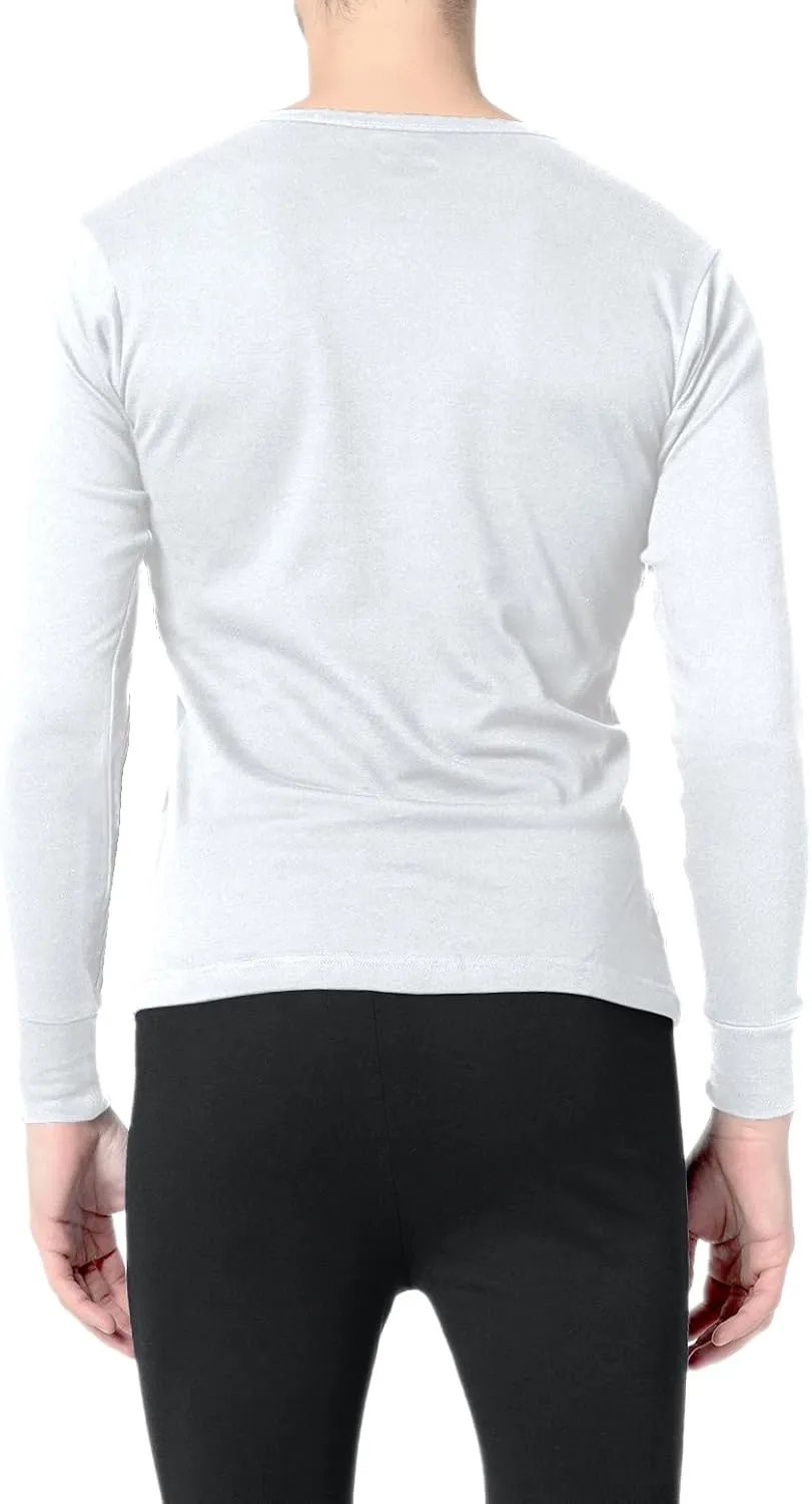 Andrew Scott Men's 3 Pack - Long Sleeve Thermal Baselayer Crew Neck Shirt | 100% Cotton Flat Knit