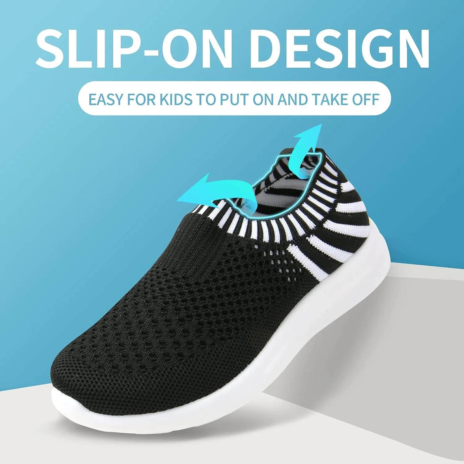Apawwa Boys Girls Sneakers Kids Lightweight Slip On Running Shoes Pink/Blue/Navy/Black Walking Shoes Breathable Tennis Shoes for Toddler/Little Kids/Big Kids