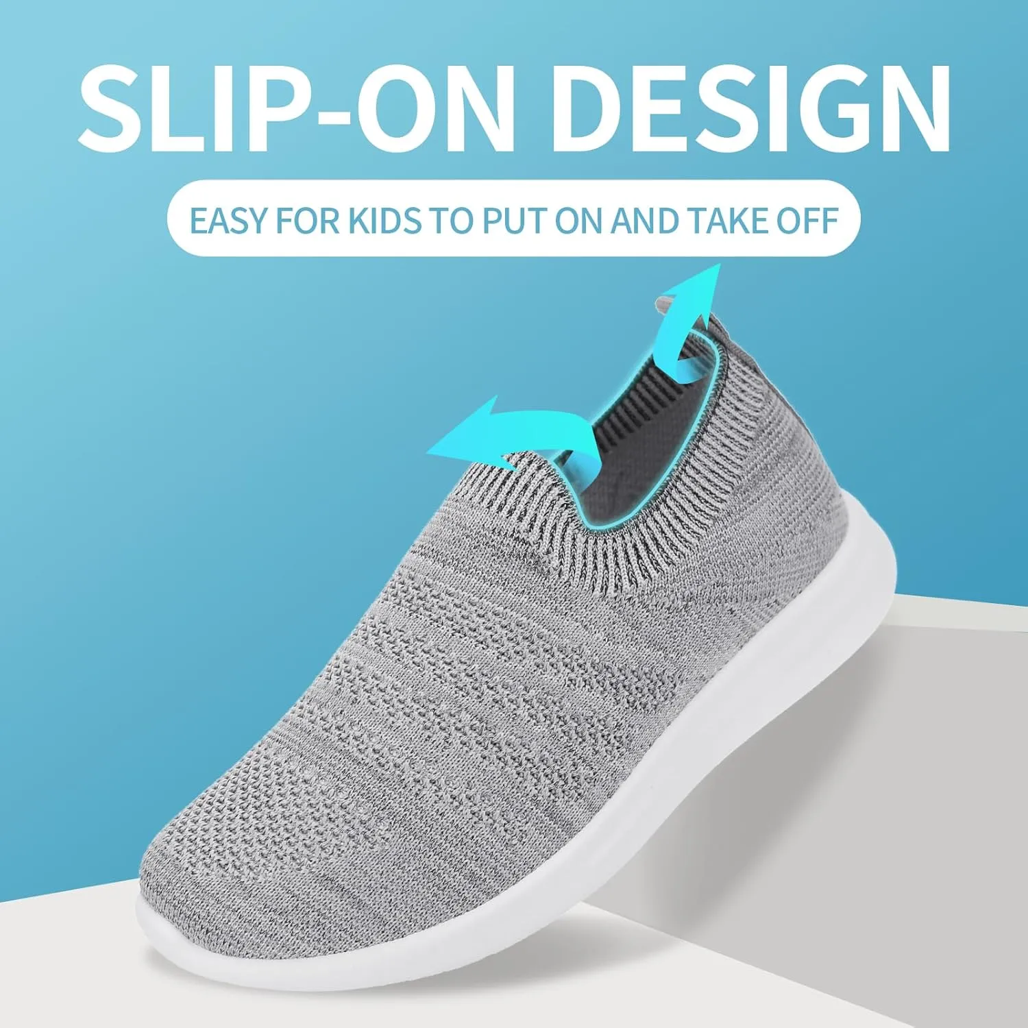 Apawwa Boys Girls Sneakers Kids Lightweight Slip On Running Shoes Pink/Blue/Navy/Black Walking Shoes Breathable Tennis Shoes for Toddler/Little Kids/Big Kids