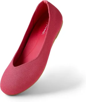 Arromic Flats Shoes for Women, Round Toe V-Cut Knit Ballet Flats Washable with Heel Pad, Soft Slip on Dressy Shoes for Business Casual, Office, Work, Wedding