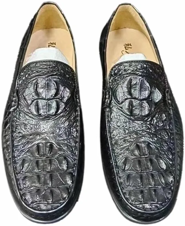 Authentic True Crocodile Skin Men's Casual Soft Moccasins Shoes Genuine Exotic Alligator Leather Male Chic Slip-on Flats