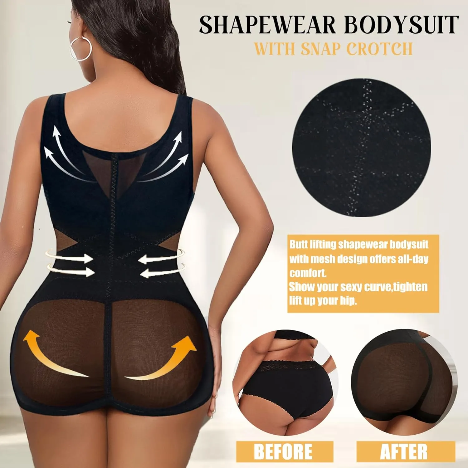 Avidlove Shapewear Bodysuit for Women Body Shaper Tummy Control Shapewear Plus Size Body Suits with Snap Crotch