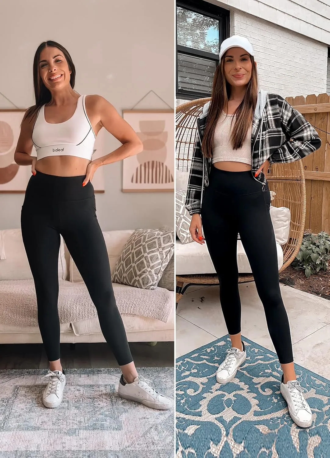 baleaf Women's Leggings with Pockets Tummy Control Workout High Waisted Athletic Running 7/8 Ultra Soft Gym Yoga Ankle Pants