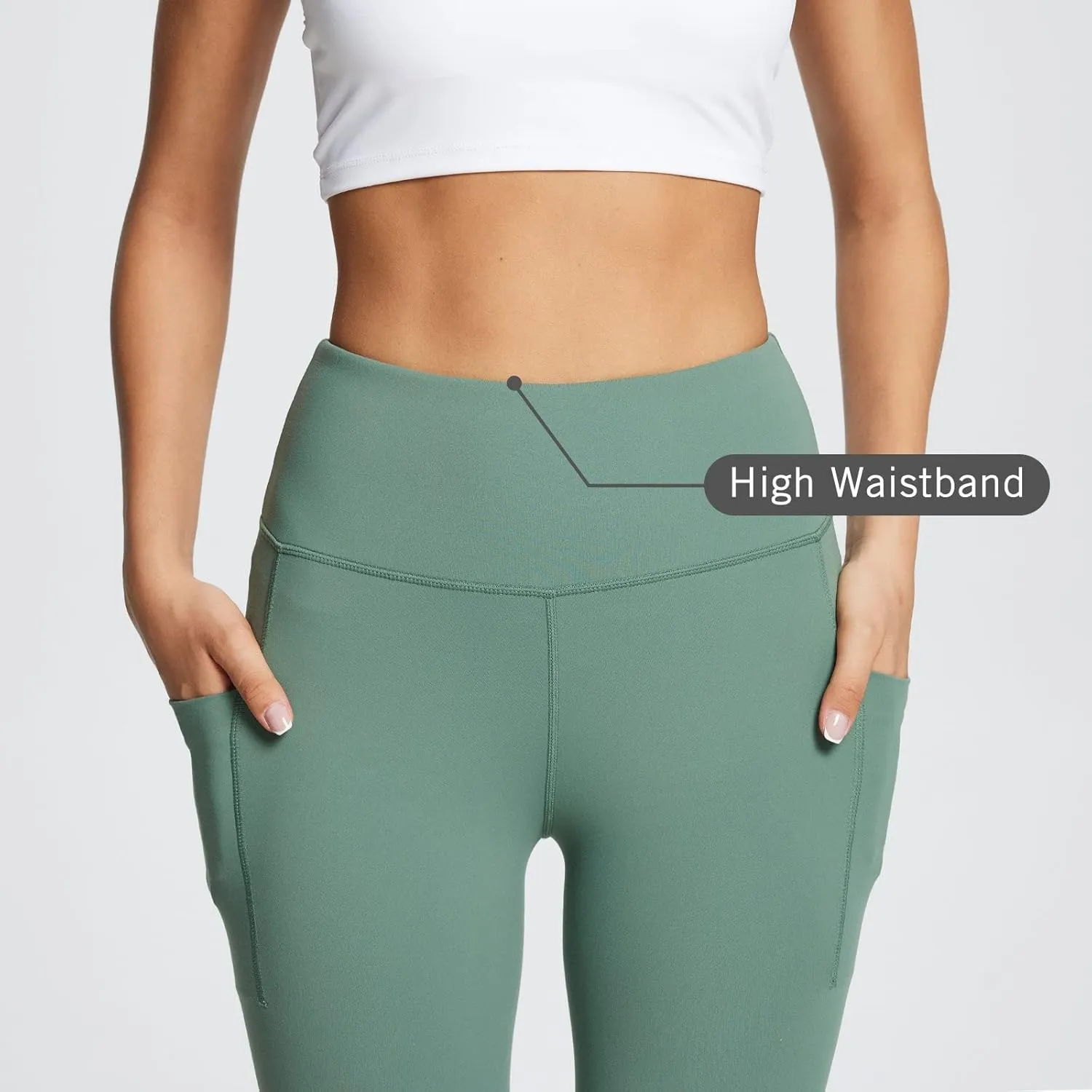 baleaf Women's Leggings with Pockets Tummy Control Workout High Waisted Athletic Running 7/8 Ultra Soft Gym Yoga Ankle Pants
