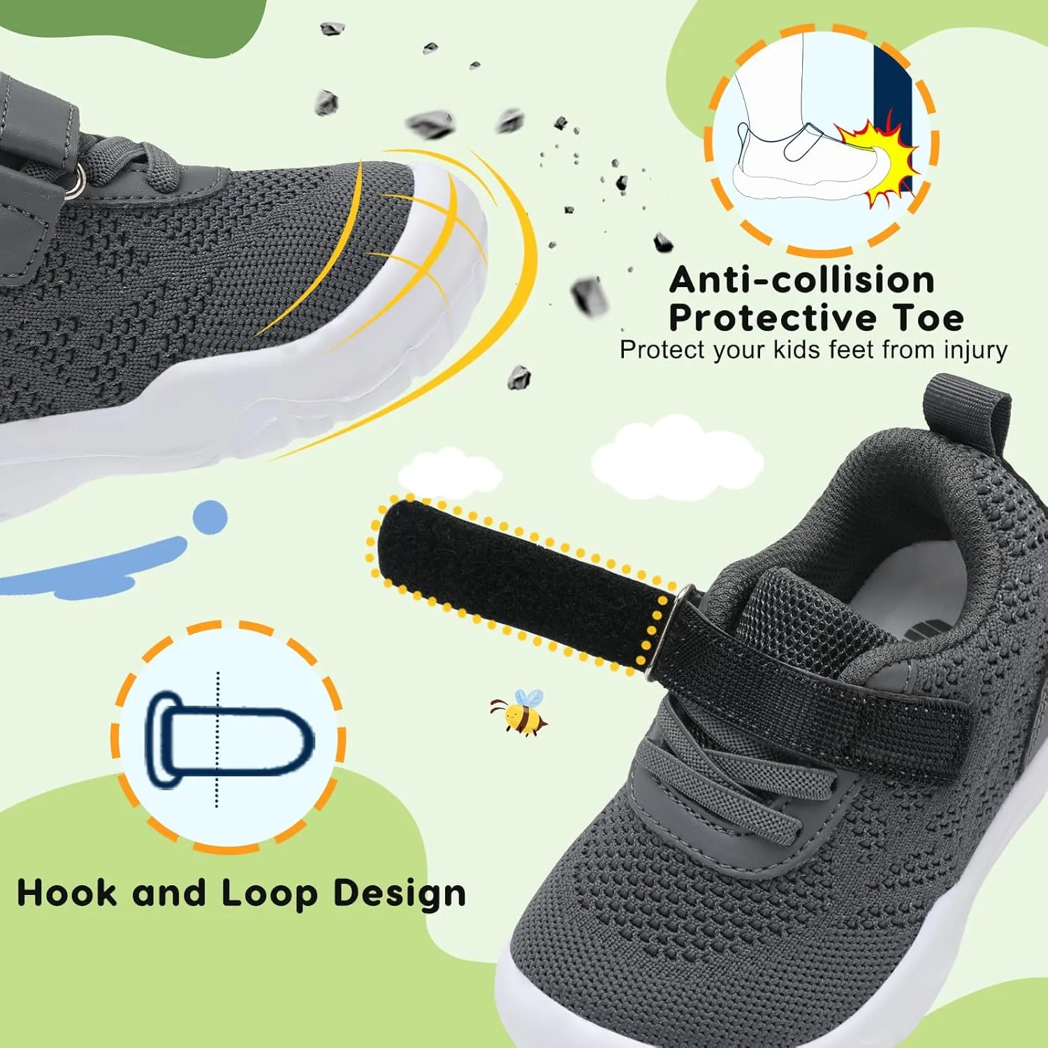 BARERUN Toddler Shoes Boys Girls Barefoot Shoes Kids Breathable Sneakers School Tennis Shoes Slip on Running Shoes Infant Toddler Walking Shoes