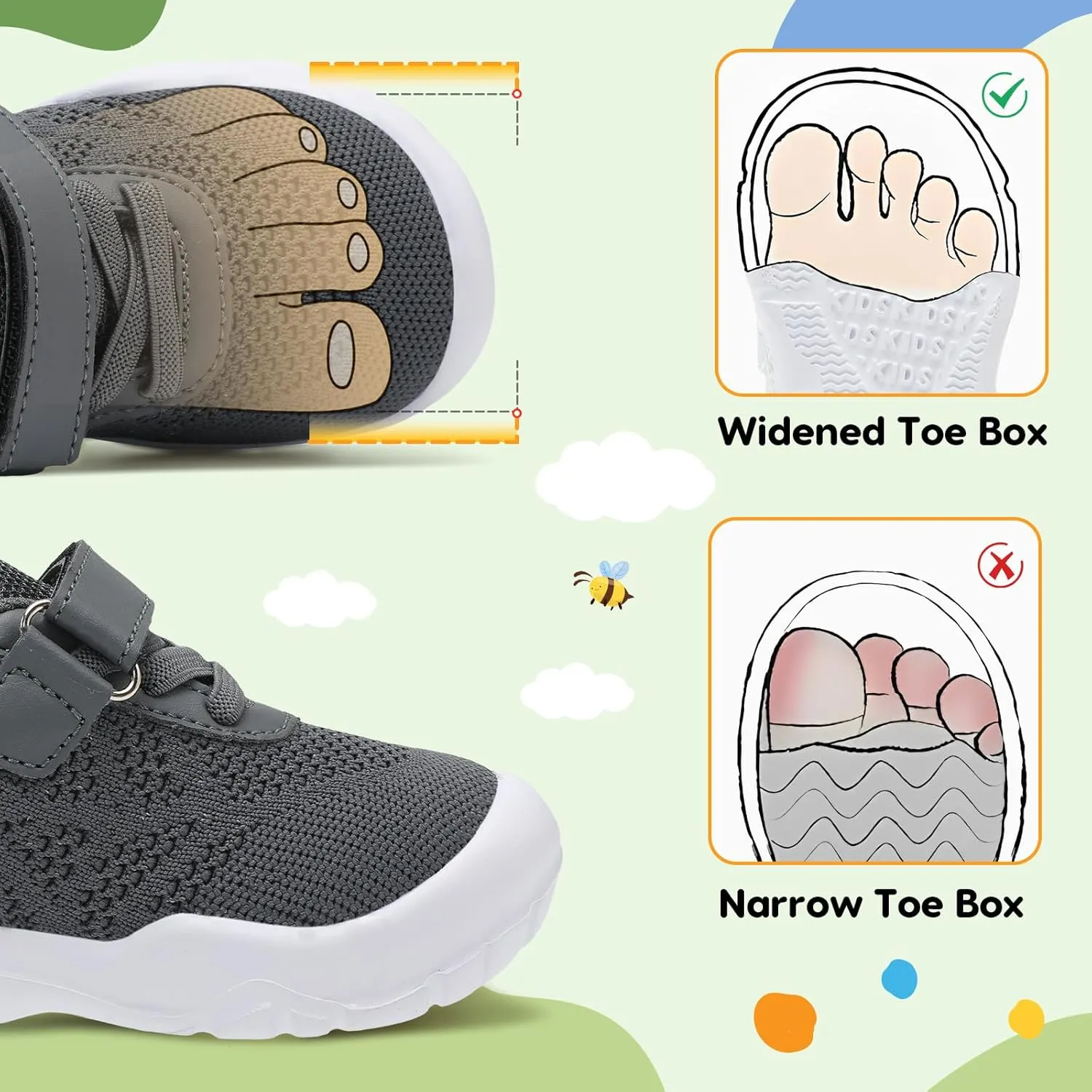 BARERUN Toddler Shoes Boys Girls Barefoot Shoes Kids Breathable Sneakers School Tennis Shoes Slip on Running Shoes Infant Toddler Walking Shoes