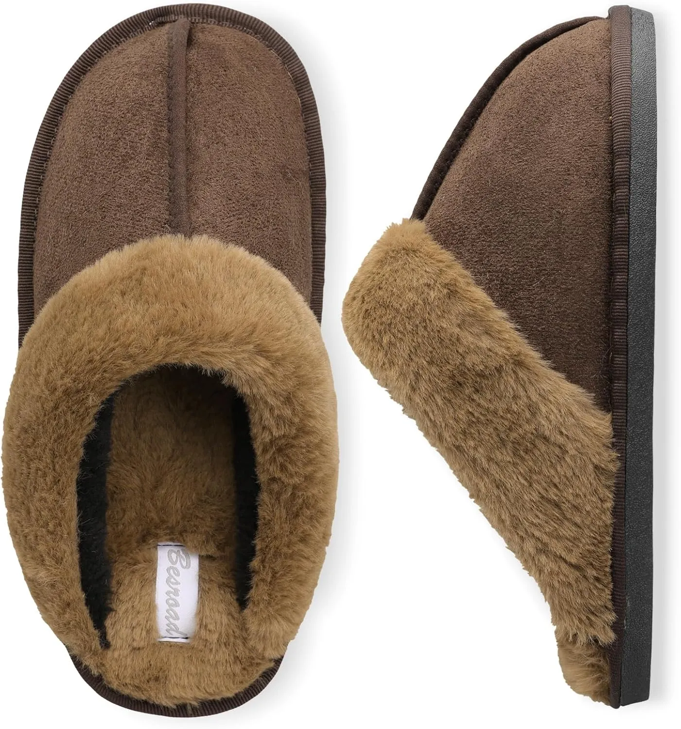 Besroad Mens Slippers Memory Foam House Slippers Warm Fuzzy Bedroom Slide House Shoes Indoor Outdoor Scuff