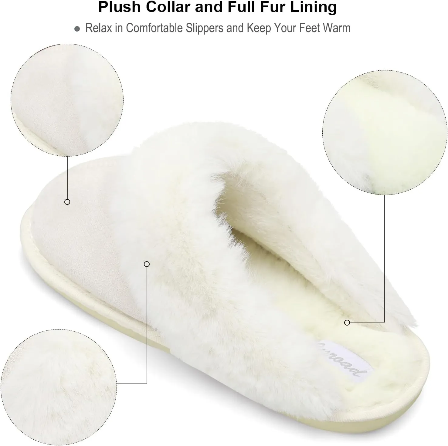 Besroad Winter Fuzzy House Slippers Sandals Plush Faux Fur Fluffy Flats Slippers Warm Slide Shoes for Women