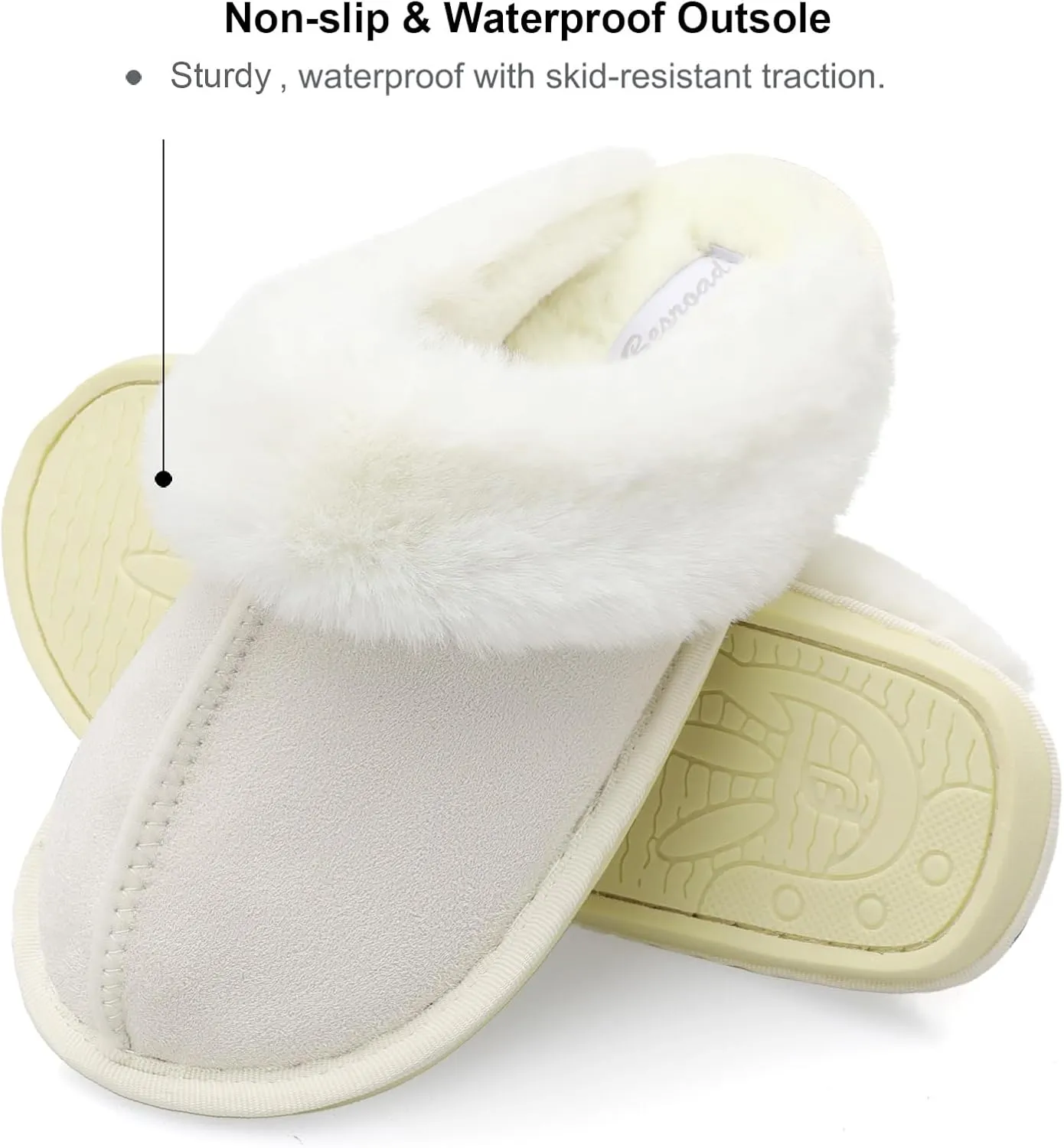 Besroad Winter Fuzzy House Slippers Sandals Plush Faux Fur Fluffy Flats Slippers Warm Slide Shoes for Women