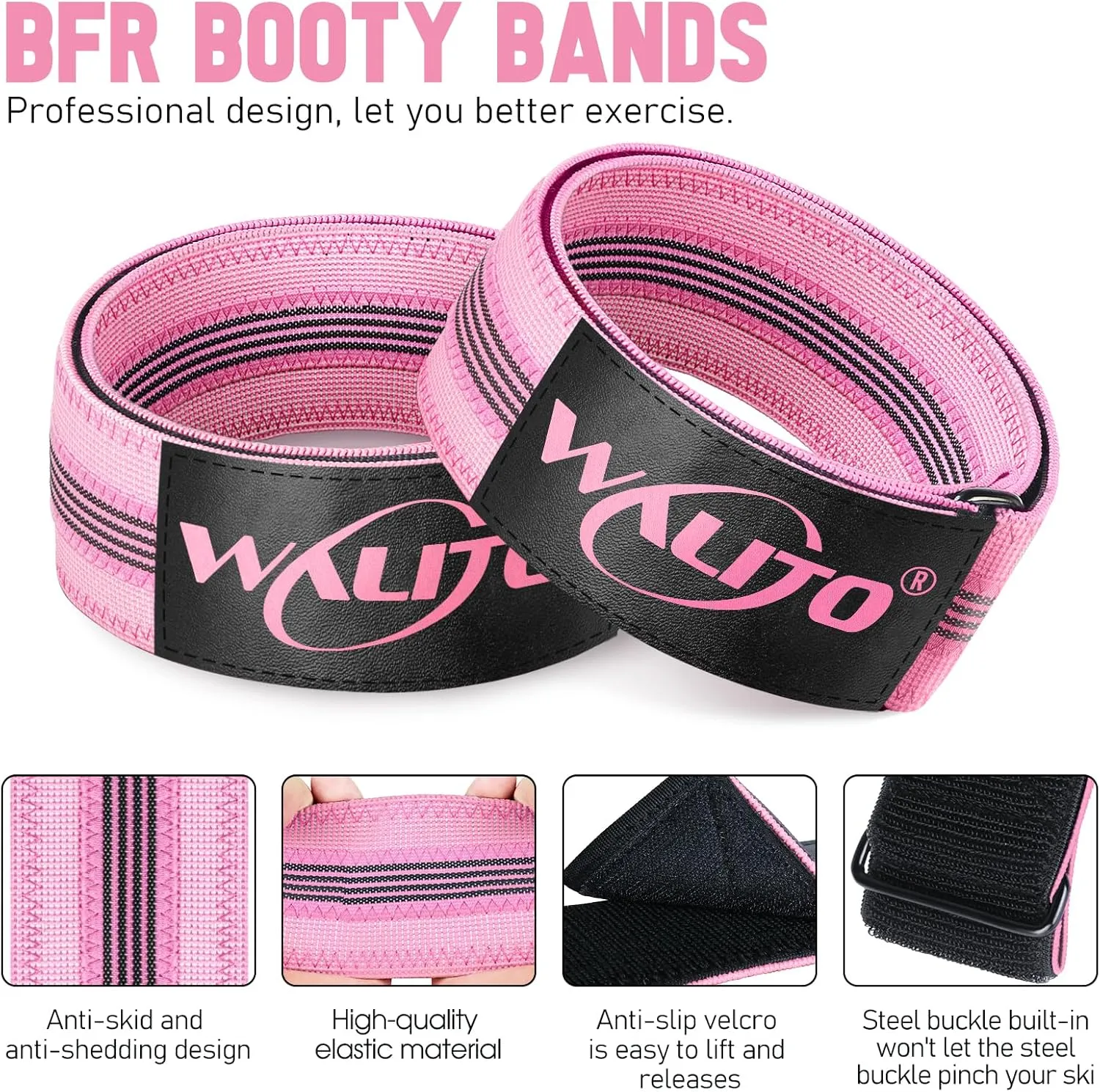 BFR Booty Bands for Women Glutes - Blood Flow Restriction Bands with Weekly Plan for Legs, Butt & Hip Building, Occlusion Bands for Workouts, Best Fabric Bands for Squat Butt & Thigh