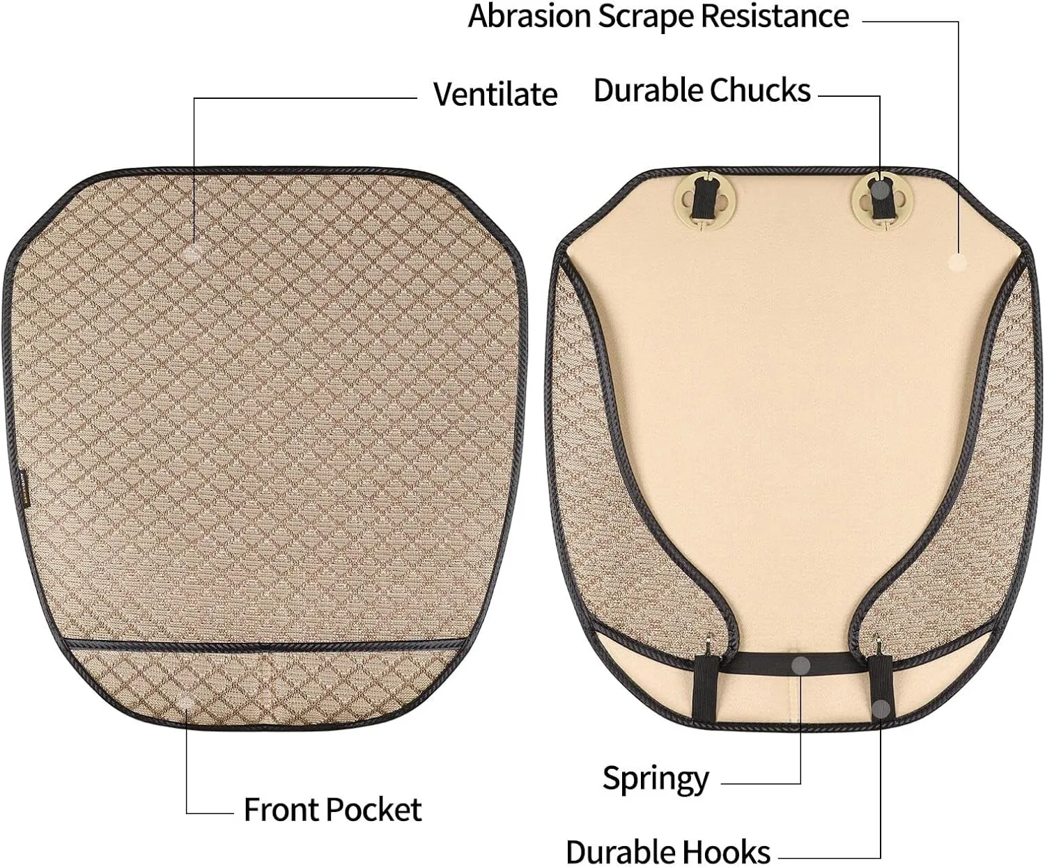 Bottom Car Seat Cover，Breathable Car Seat Protector，Driver Front Seat Cushion，Anti-Skid Four Seasons General（Beige，2PCS）