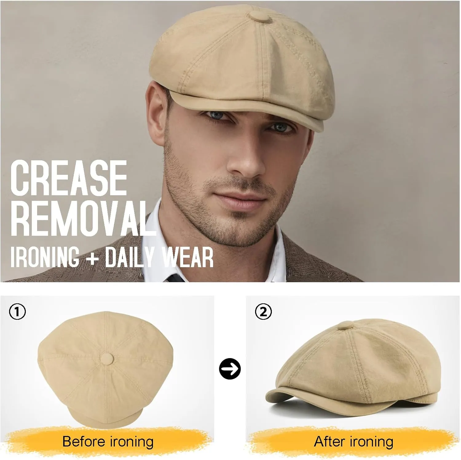 BOTVELA Men's Newsboy Gatsby Hat Cotton Vintage Flat Ivy Cabbie Cap