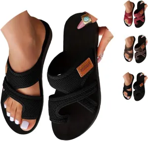 Breathable Mesh Slide Sandals For Women,Breathable Mesh Flip Flops，Arch Support Comfortable Beach Sandals