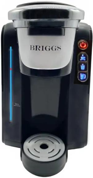 Briggs Soft Pod Brewer | Eliminate Plastic Cup Waste and Taste | Uses 61mm soft pods | Stainless Steel Brew Head | Hot brew temperatures | Progammable volumes | Large ground coffee brew basket