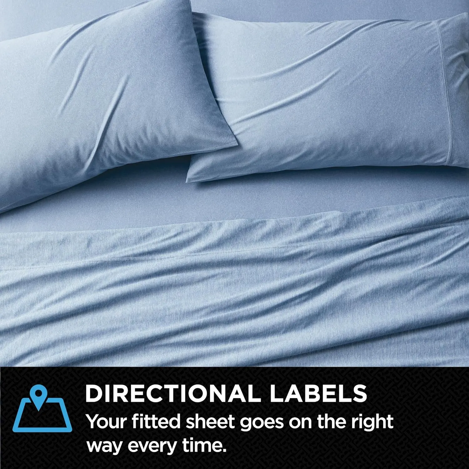 Brookstone Comfort King Sheet Set - Innovative Cooling Sheets for Hot Sleepers - Deep Sleep with Temperature Regulation - 4-Piece Set of Soft Flat, Fitted Sheet, & Two Pillowcases - Faded Denim