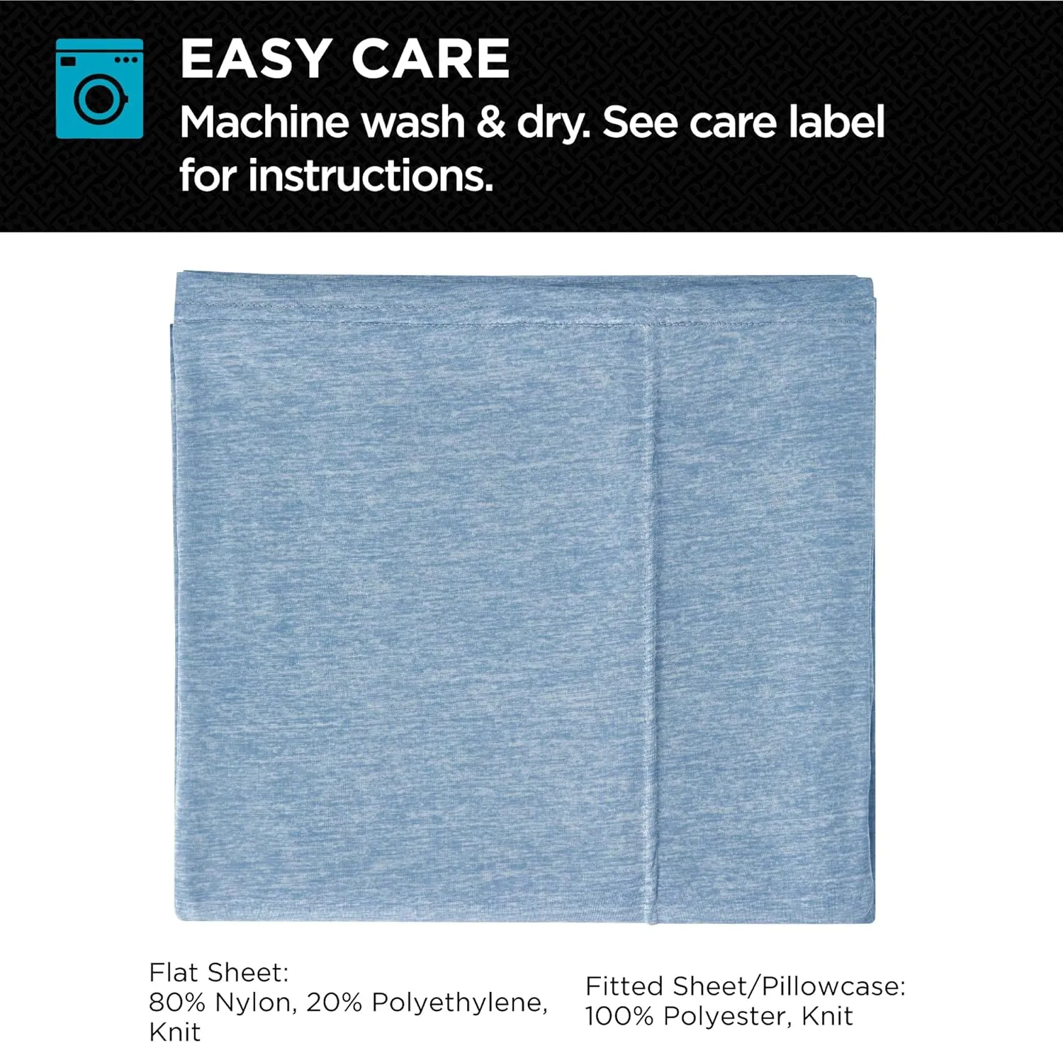 Brookstone Comfort King Sheet Set - Innovative Cooling Sheets for Hot Sleepers - Deep Sleep with Temperature Regulation - 4-Piece Set of Soft Flat, Fitted Sheet, & Two Pillowcases - Faded Denim