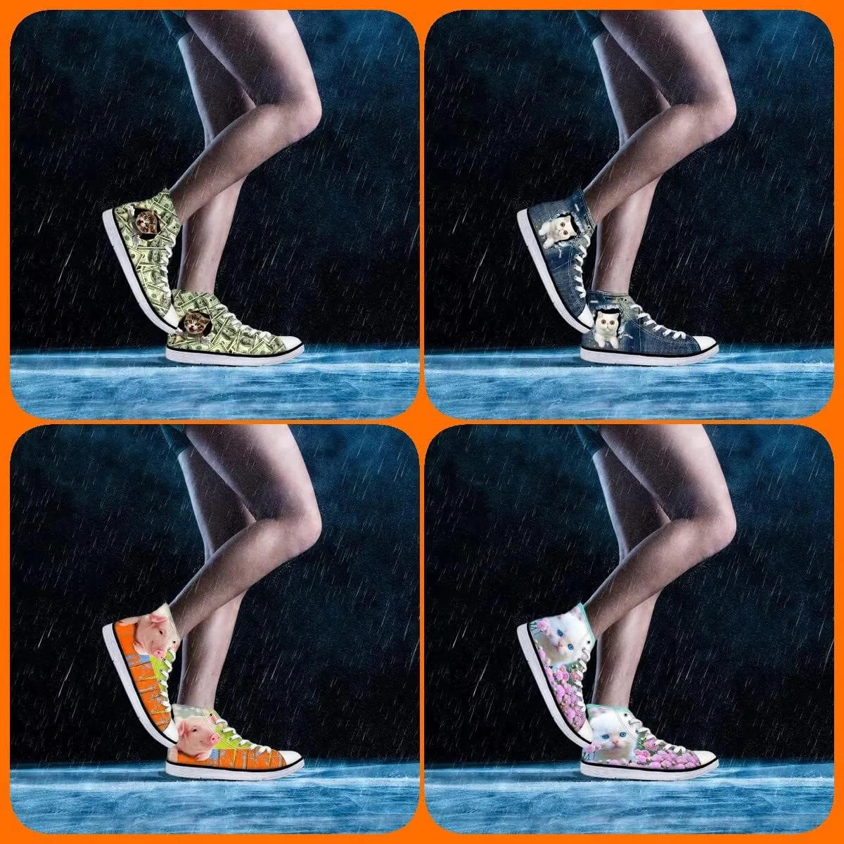 Canvas Shoes for Women High Top Canvas Sneakers Teens Girls Novelty Animal Print Sports Shoes Lightweight Lace ups Casual Walking Shoes