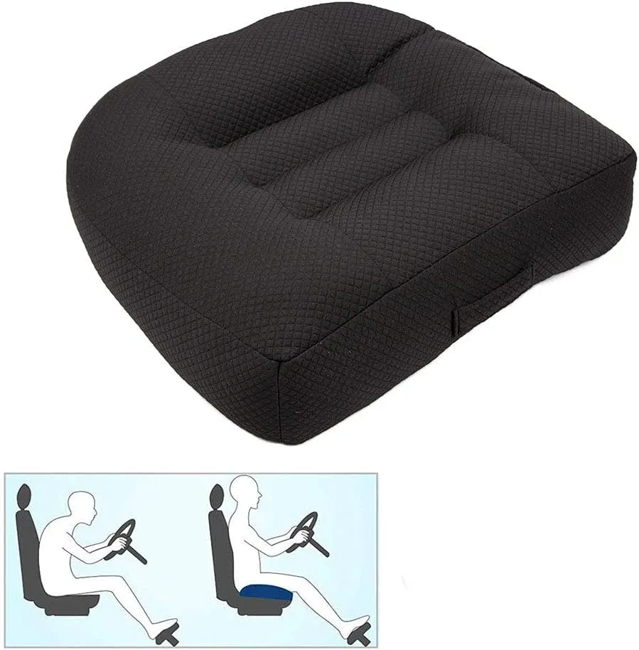 Car Booster Seat Cushion Raise The Height for Short People Driving Hip (Tailbone) and Lower Cack Fatigue Relief Suitable for Trucks, Cars, SUVs, Office Chairs, Wheelchairs (Pure Black)