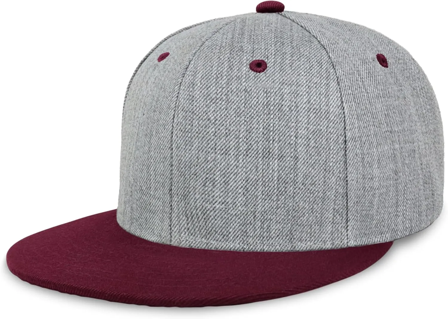 CHOK.LIDS Two Tone Snapback Heather Grey Flat Bill Visor Wool Blend Classic Plain Hats for Men Women Adjustable Baseball Cap