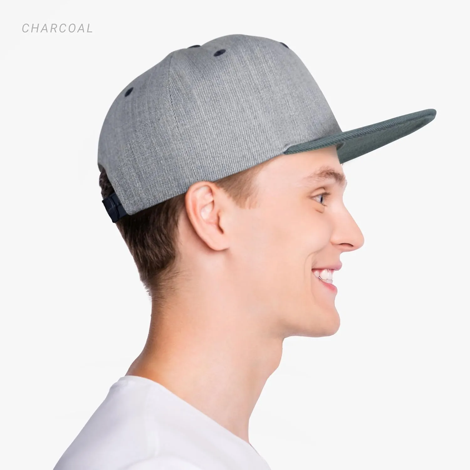 CHOK.LIDS Two Tone Snapback Heather Grey Flat Bill Visor Wool Blend Classic Plain Hats for Men Women Adjustable Baseball Cap