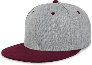CHOK.LIDS Two Tone Snapback Heather Grey Flat Bill Visor Wool Blend Classic Plain Hats for Men Women Adjustable Baseball Cap