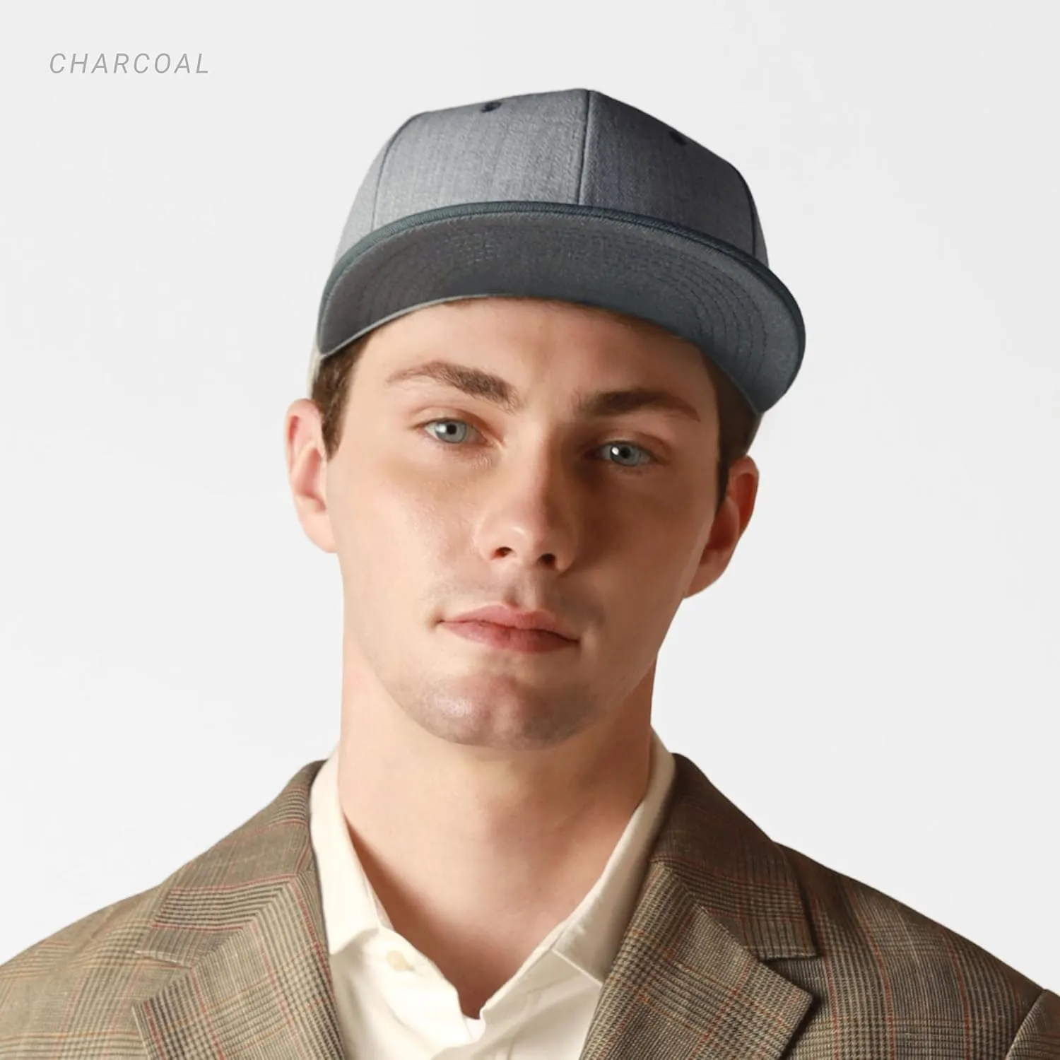 CHOK.LIDS Two Tone Snapback Heather Grey Flat Bill Visor Wool Blend Classic Plain Hats for Men Women Adjustable Baseball Cap