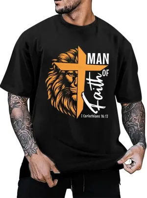 Christian Shirts for Men Inspirational God Faith Shirt Oversized Christian Faith Cross Tee Tops